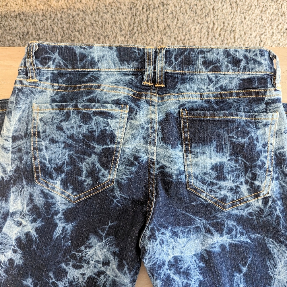 New York and Company Blue Tie Dye Low Rise Skinny Leg Jeans - Size 4 - Picture 6 of 7